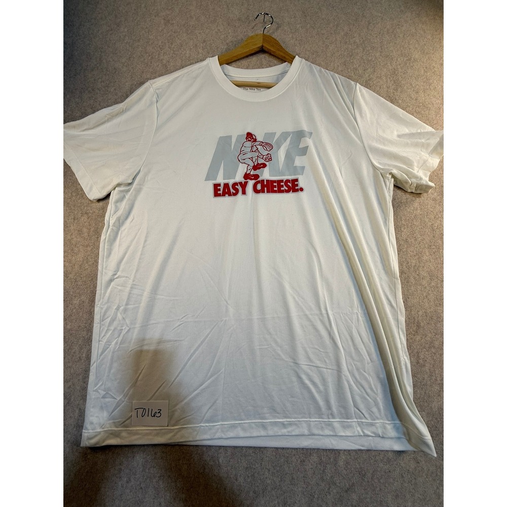 Nike Dri-FIT Easy Cheese Baseball Graphic T-Shirt Mens XL White Short Sleeve Tee